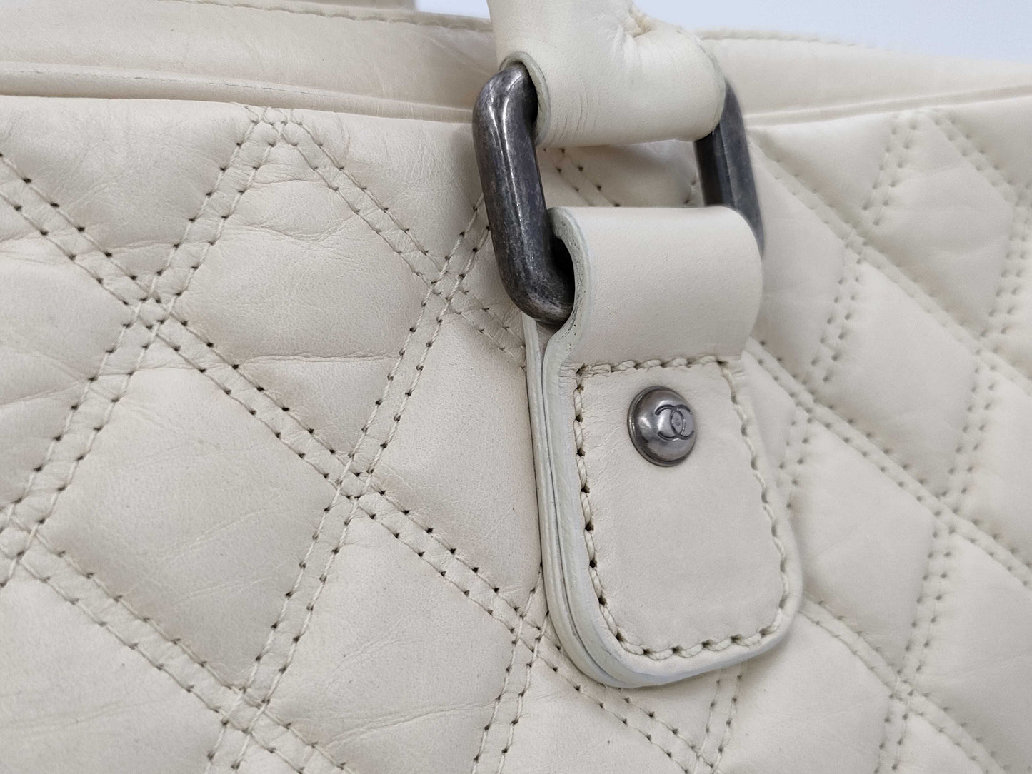 CHANEL CHANEL Matlasse Briefcase Leather Ivory Bag