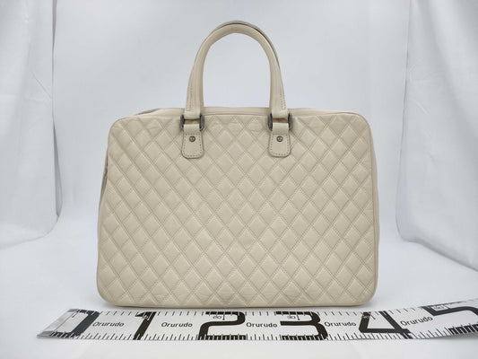 CHANEL CHANEL Matlasse Briefcase Leather Ivory Bag