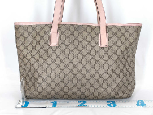 GUCCI GG Supreme GUCCI GG Pattern PVC Tote Bag Pink Leather Tote Bag