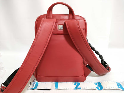 MCM MCM Logo Backpack Rucksack Red Leather Silver Hardware Rucksack