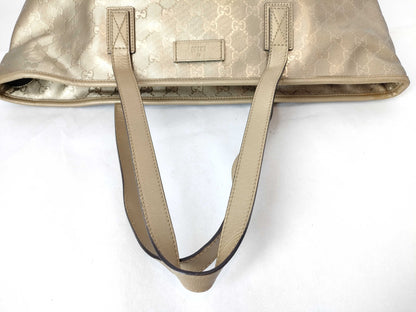 GUCCI GG GUCCI Gucci GG Pattern Tote Bag Beige Leather Tote Bag