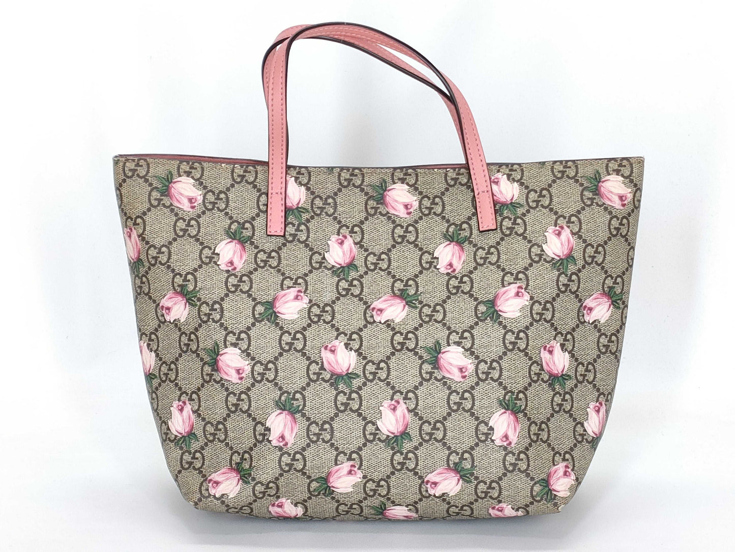GUCCI GG Supreme GUCCI Gucci GG Pattern Floral Tote Bag Pink Tote Bag