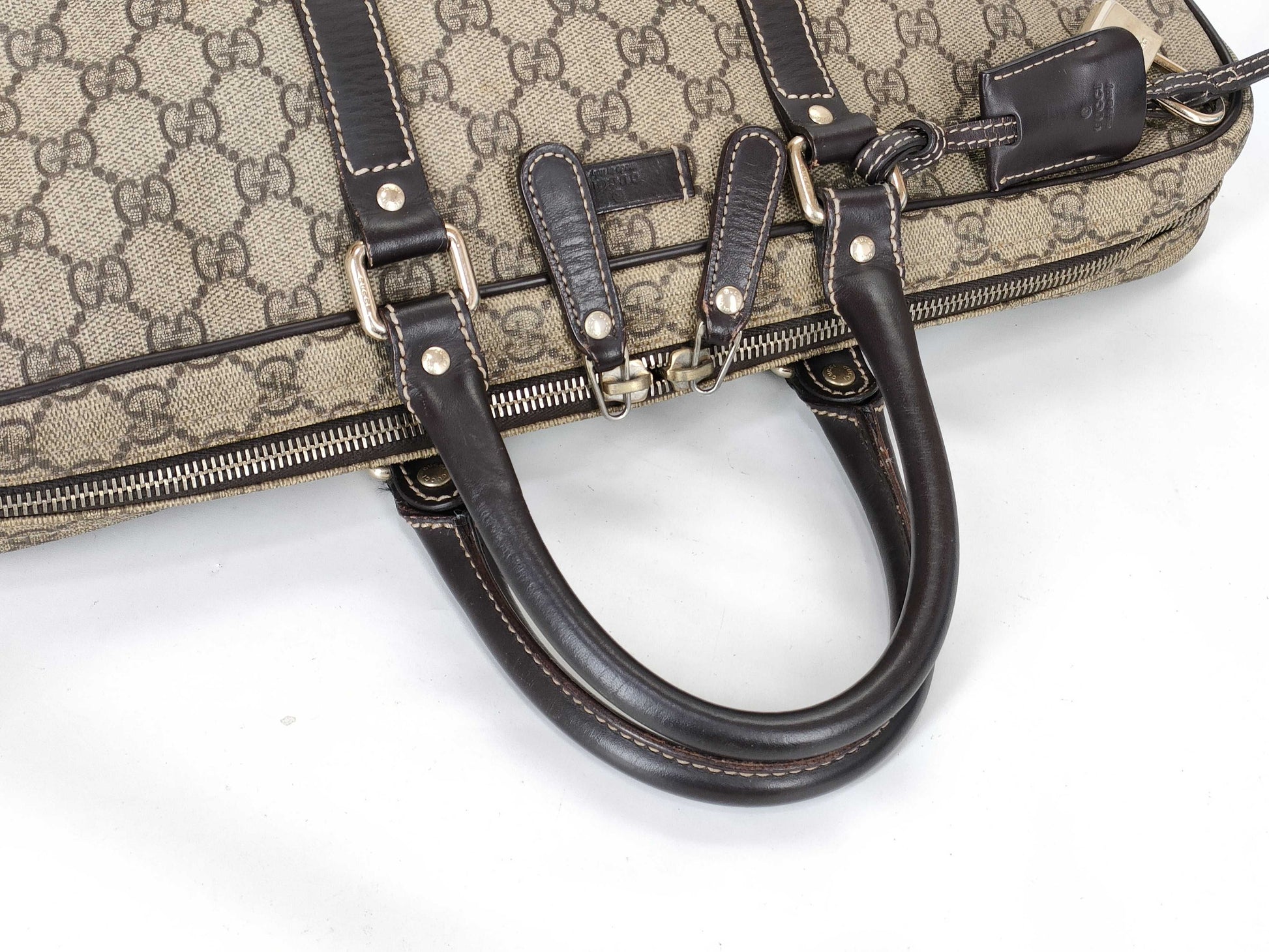 GUCCI GG Supreme GUCCI GG Pattern PVC Briefcase Leather Business Bag