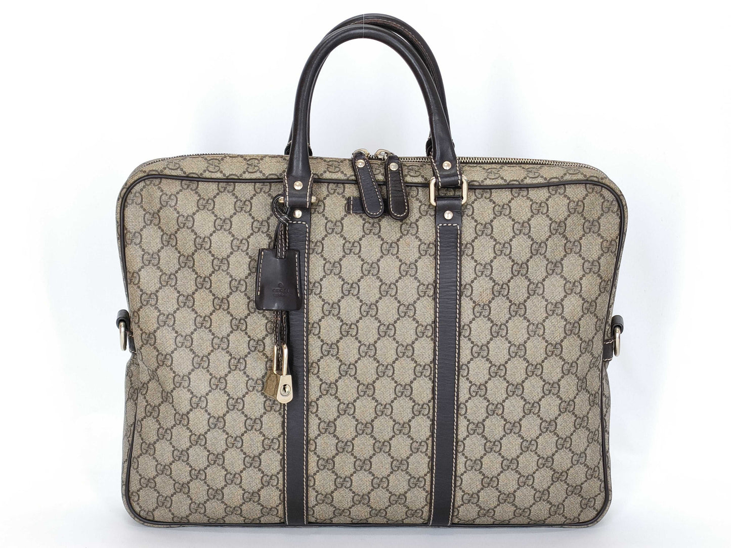 GUCCI GG Supreme GUCCI GG Pattern PVC Briefcase Leather Business Bag