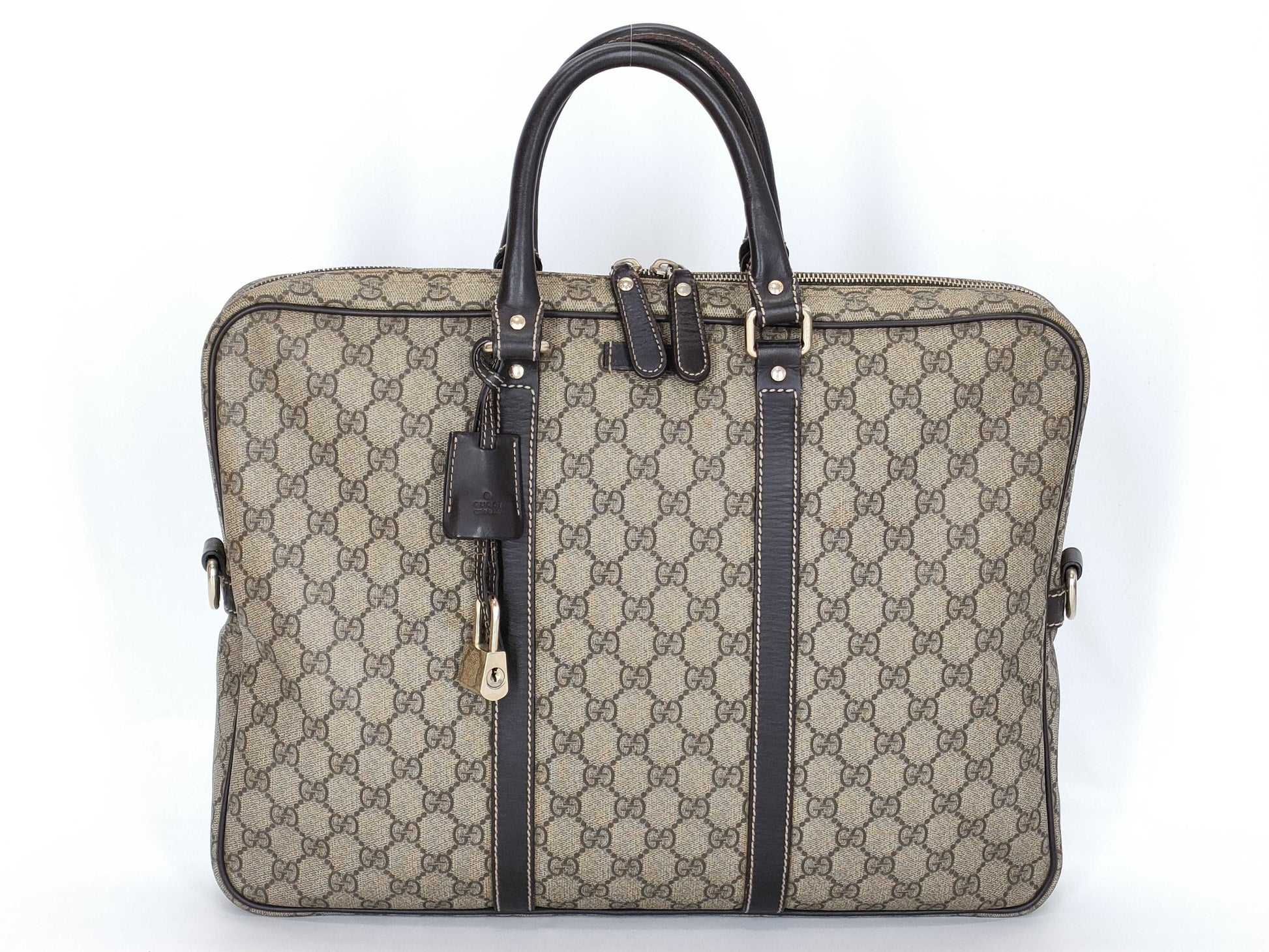 GUCCI GG Supreme GUCCI GG Pattern PVC Briefcase Leather Business Bag