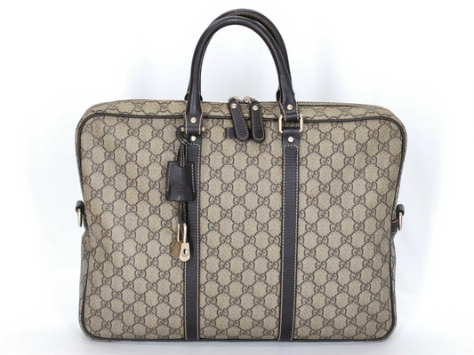 GUCCI GG Supreme GUCCI GG Pattern PVC Briefcase Leather Business Bag