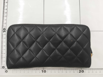 CHANEL Long Wallet with Round Zipper Matlasse/Black Wallet