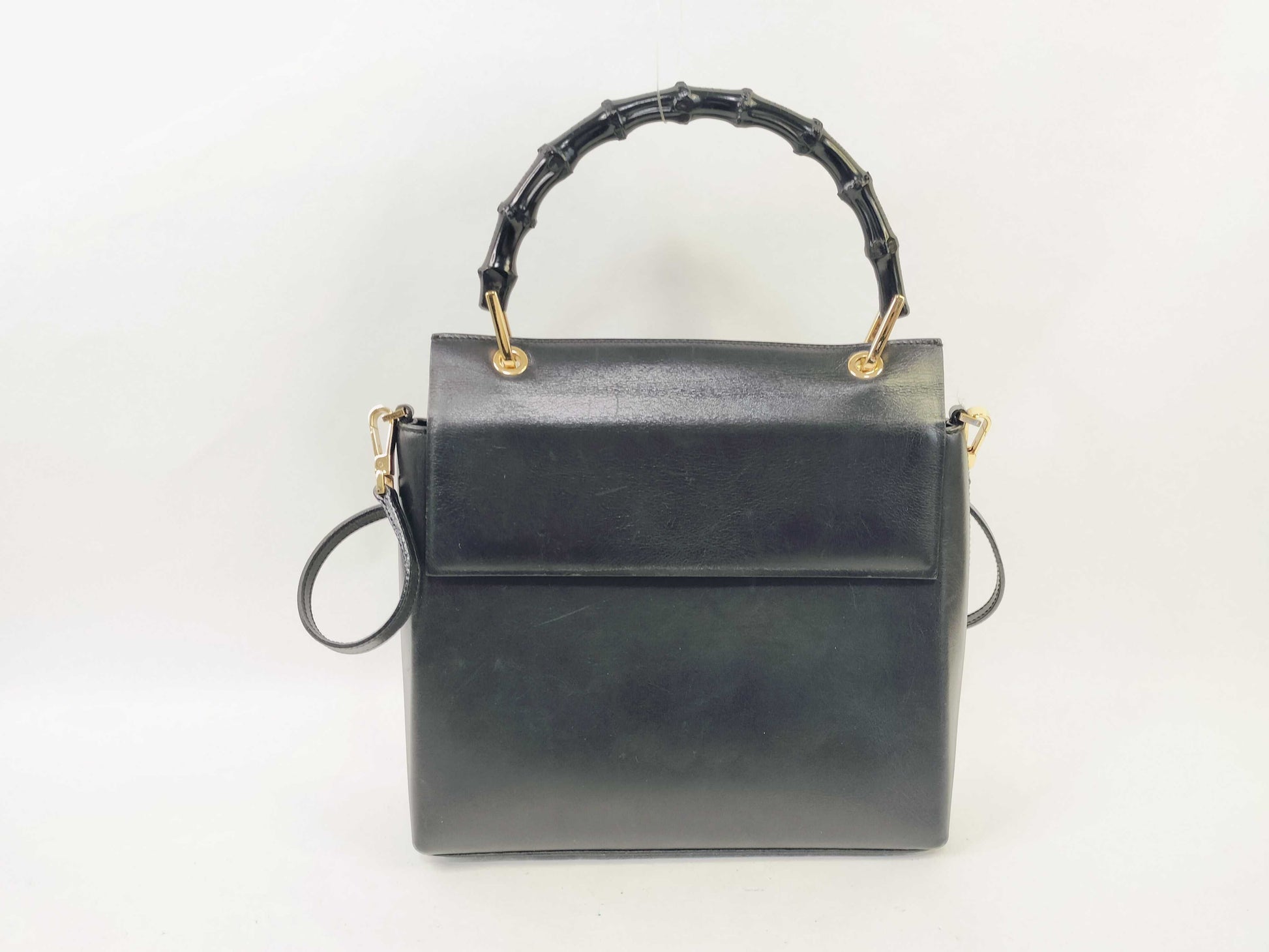 GUCCI Bamboo Gucci 2way Bag Black Handbag