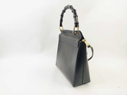 GUCCI Bamboo Gucci 2way Bag Black Handbag