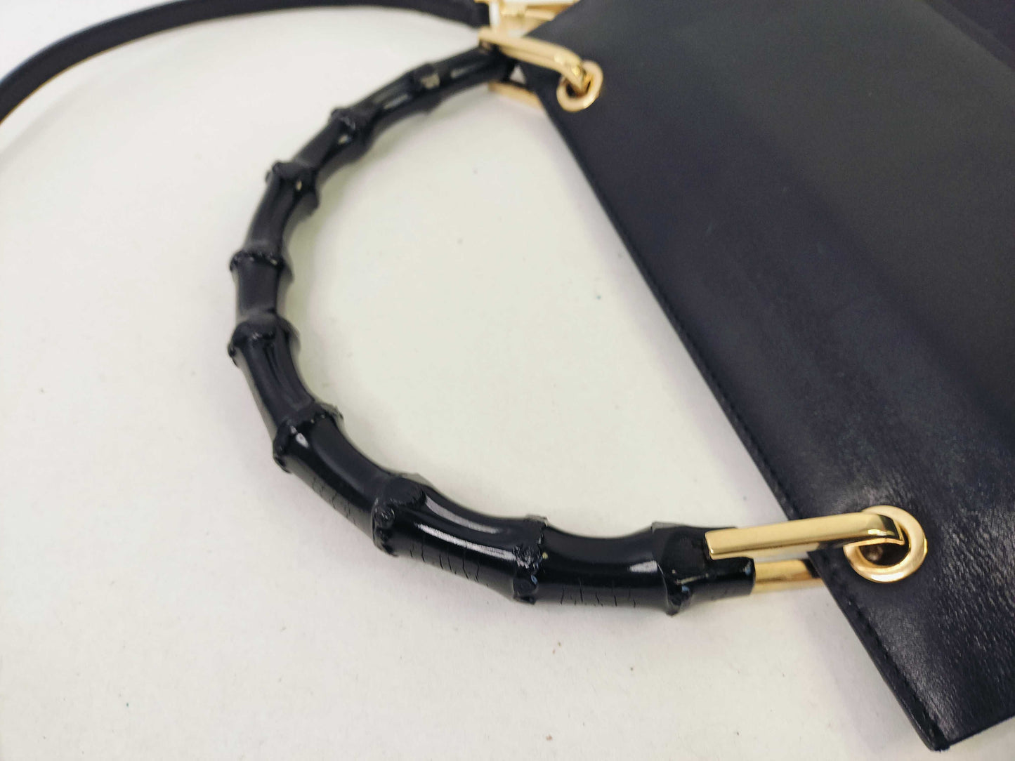 GUCCI Bamboo Gucci 2way Bag Black Handbag