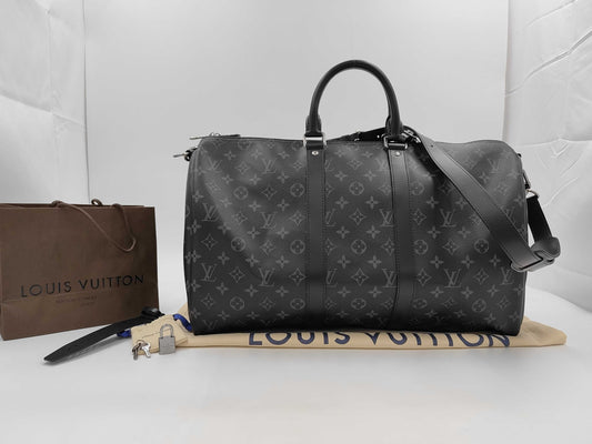 LOUIS VUITTON Monogram Eclipse Kipol Bandriere Boston Bag