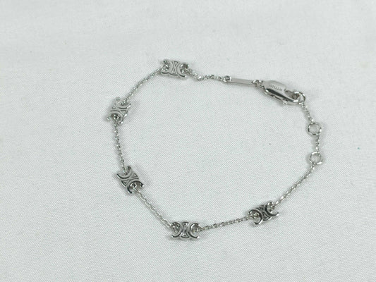 CELINE Triomphe WTT1265 Necklace GPx Rhinestone Silver Bracelet Bangle