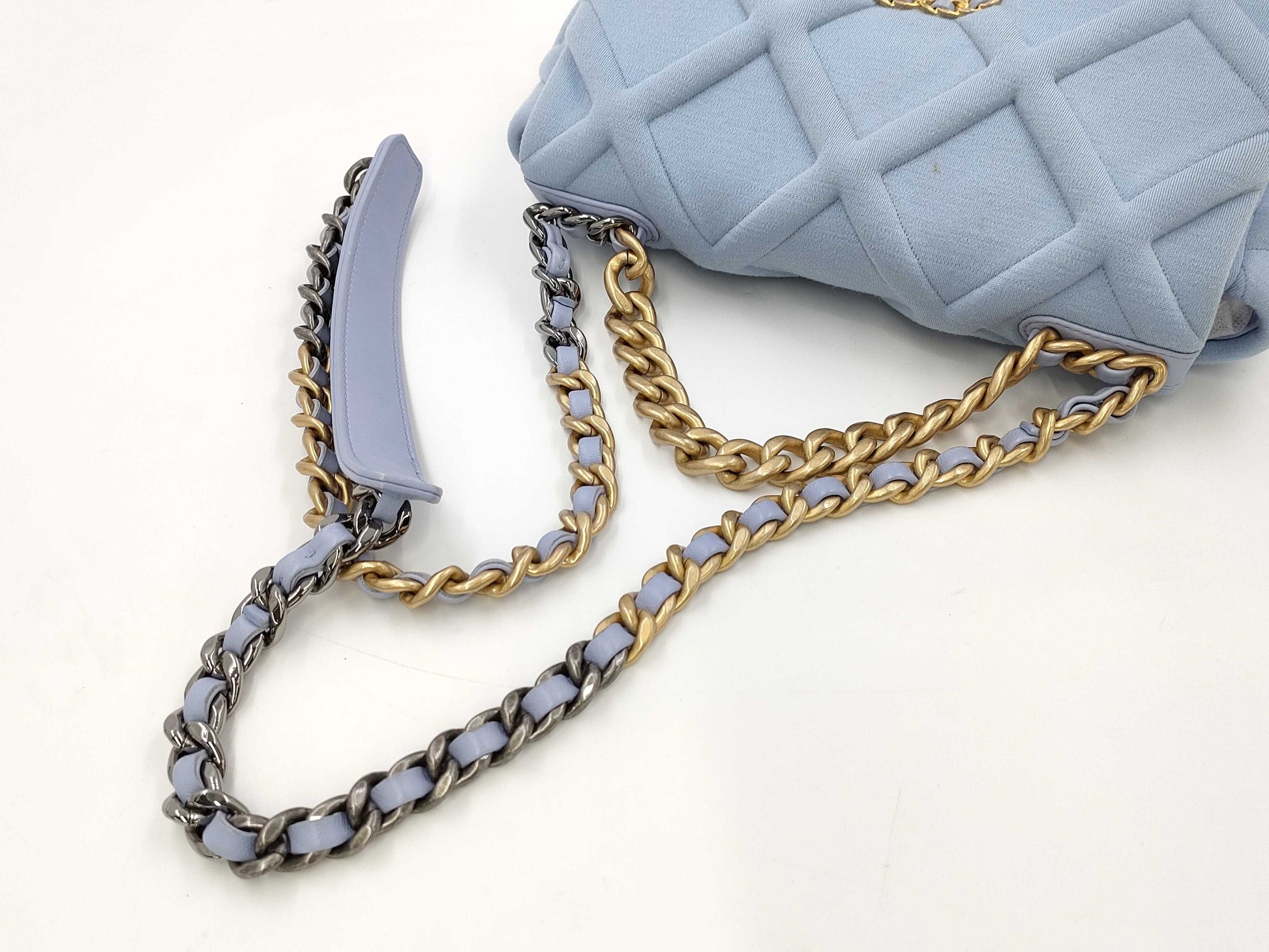 CHANEL 19 Cotton Jersey 2way Handbag Shoulder Bag