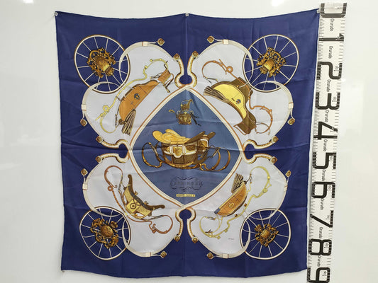 HERMES Scarf Carre90 Blue Tagged Scarf