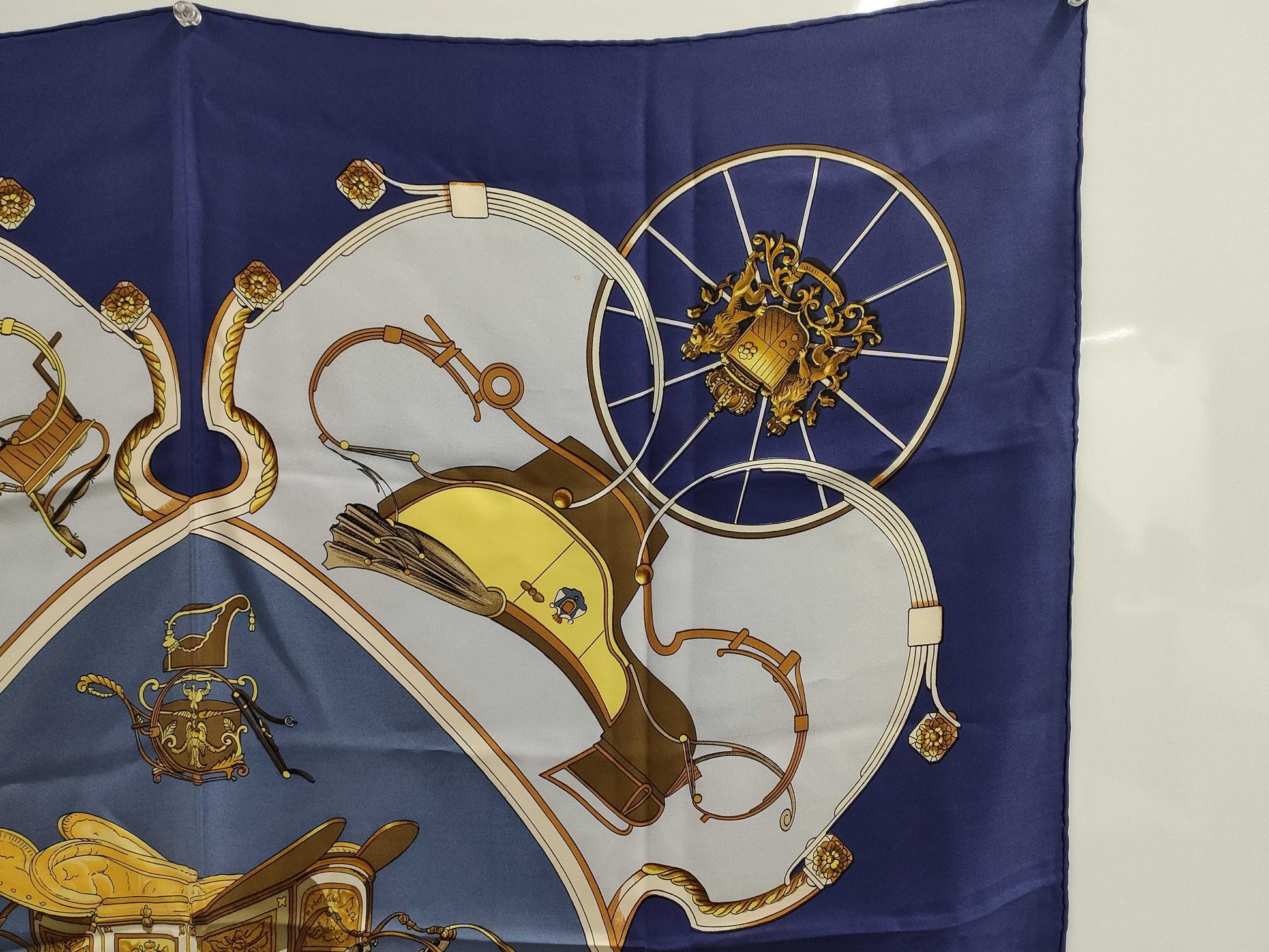 HERMES Scarf Carre90 Blue Tagged Scarf