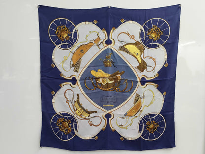 HERMES Scarf Carre90 Blue Tagged Scarf