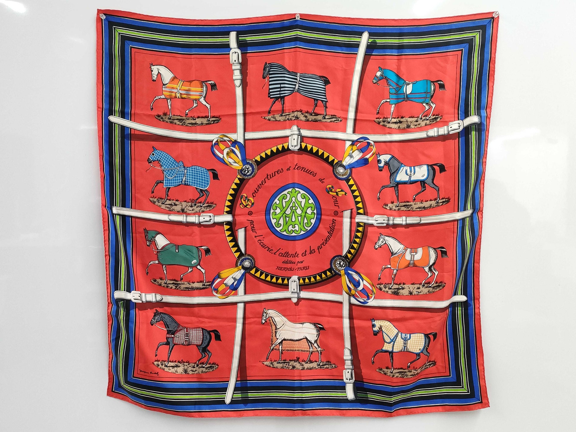HERMES Scarf Carre90 Red Tagged Scarf