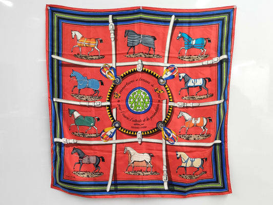 HERMES Scarf Carre90 Red Tagged Scarf
