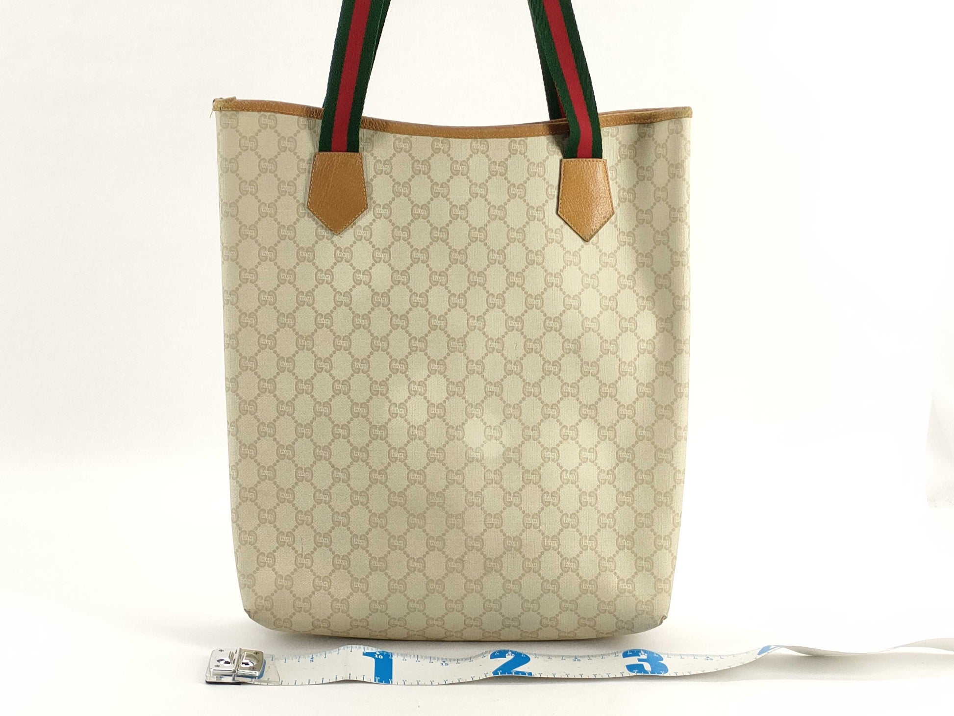GUCCI GG Plus GUCCI Tote Bag Sherry Line Beige Tote Bag