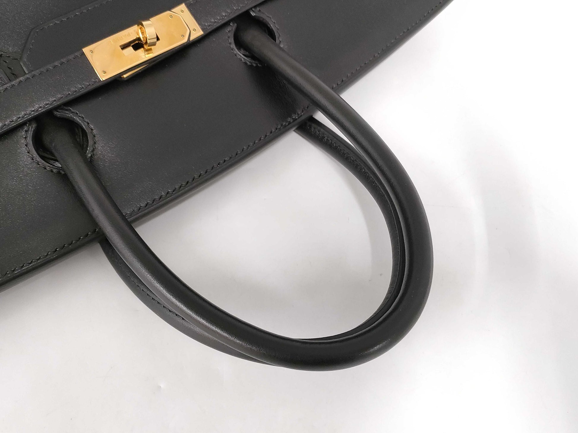 HERMES Birkin 35 Box Calf Black GP □F Engraved Topo