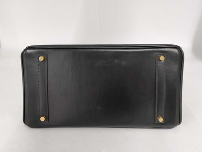 HERMES Birkin 35 Box Calf Black GP □F Engraved Topo