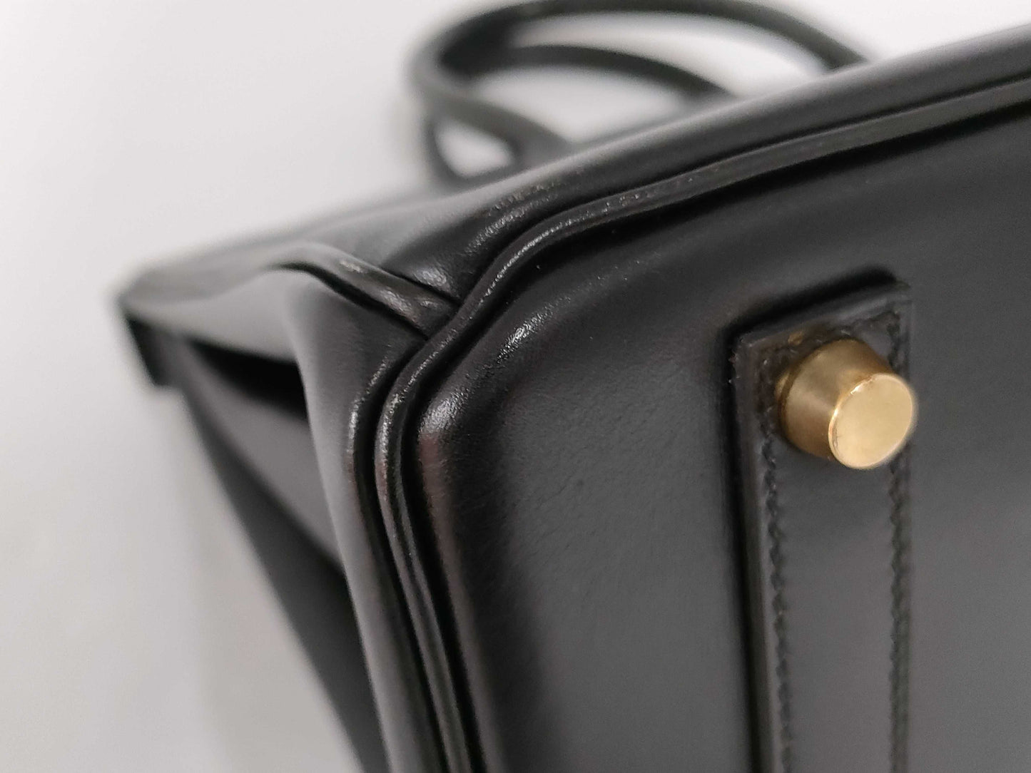 HERMES Birkin 35 Box Calf Black GP □F Engraved Topo