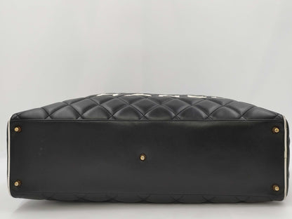 CHANEL Bowling Bag Lamb Black White GP Boston Bag