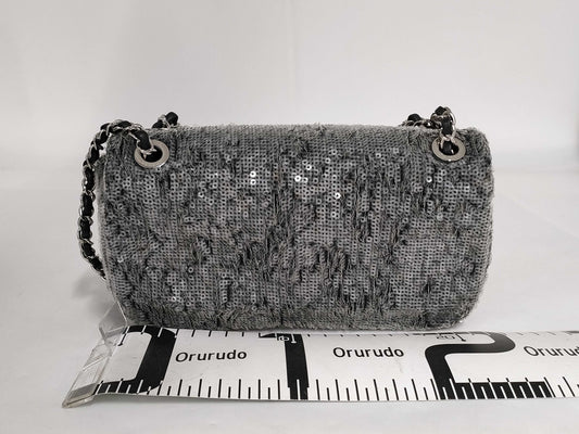 CHANEL Chain Shoulder Sequin Grey SS Shoulder Bag