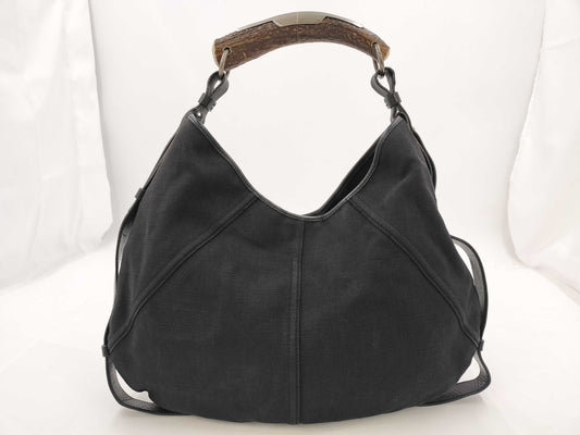 Yves Saint Laurent Mombasa Canvas Black SS Shoulder Bag