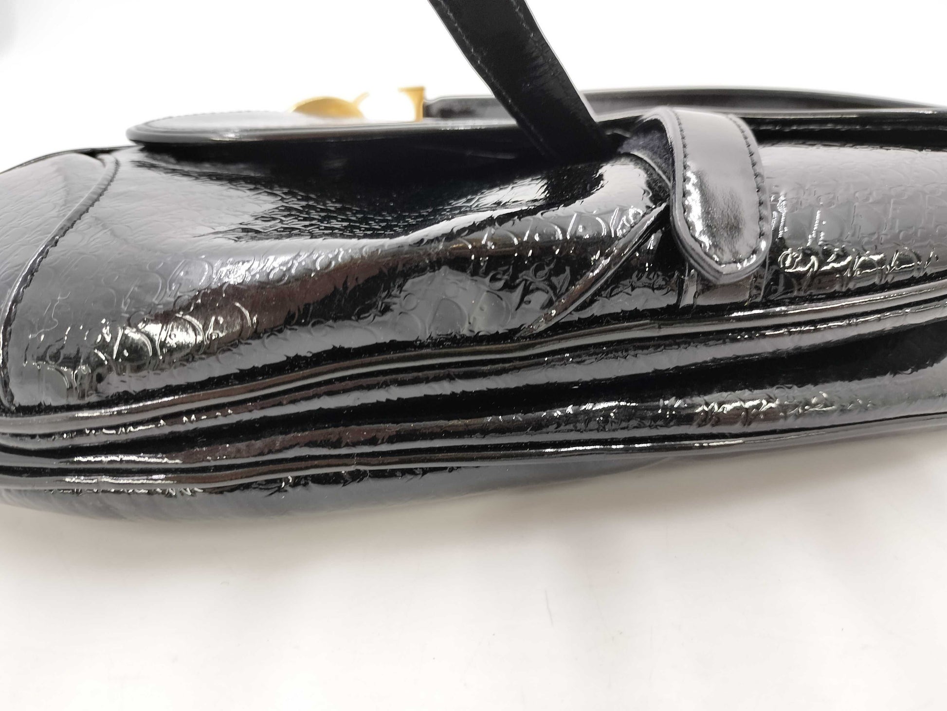 Dior Saddle Bag Patent Trotter Black GP Shoulder Bag