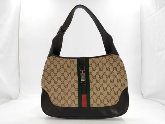 GUCCI Sherry Line Jackie GG Canvas Beige Brown SS Shoulder Bag