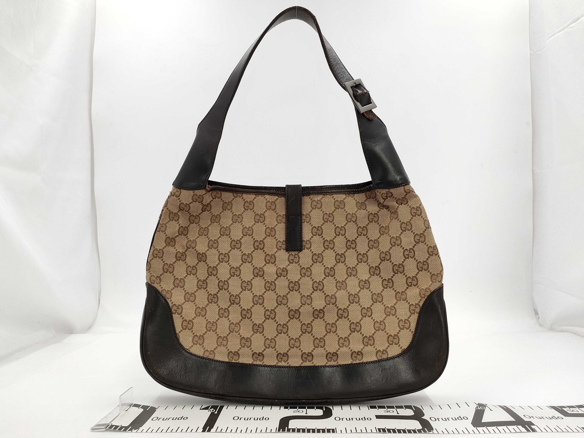 GUCCI Sherry Line Jackie GG Canvas Beige Brown SS Shoulder Bag