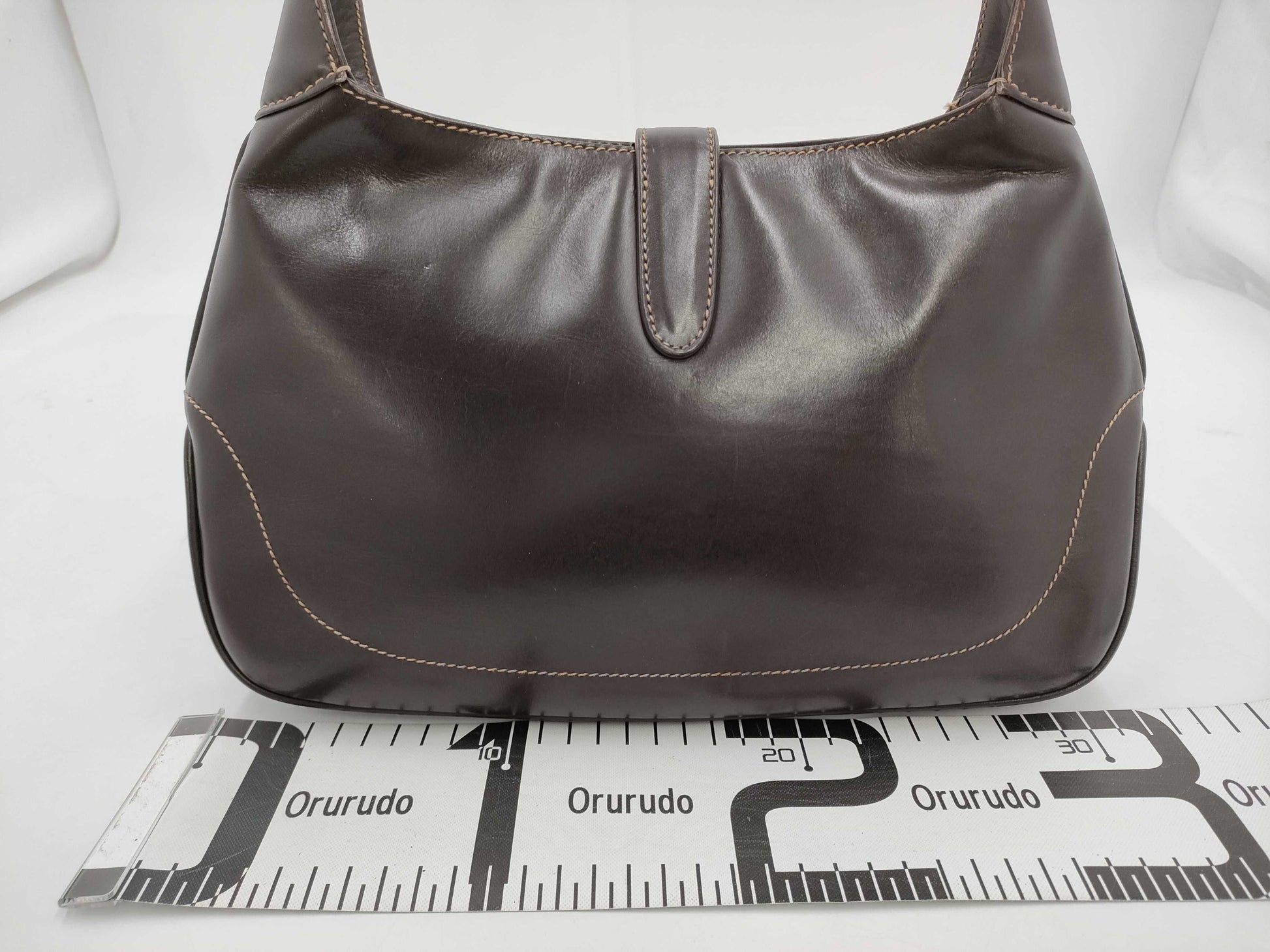 GUCCI Sherryline One Shoulder Calf Brown GP Shoulder Bag