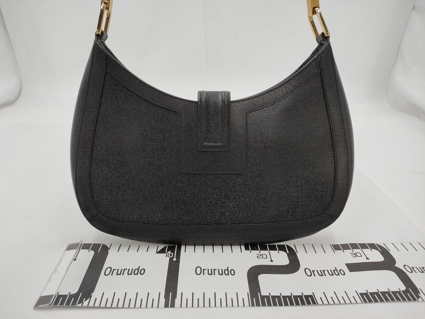 GUCCI One Shoulder Calf Black GP Shoulder Bag