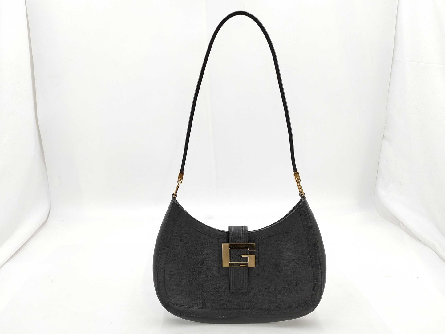 GUCCI One Shoulder Calf Black GP Shoulder Bag