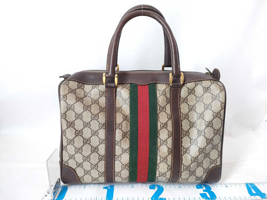GUCCI GG Supreme GUCCI Sherry Boston Bag Beige/Brown W33cm with logo tag No model number Boston Bag