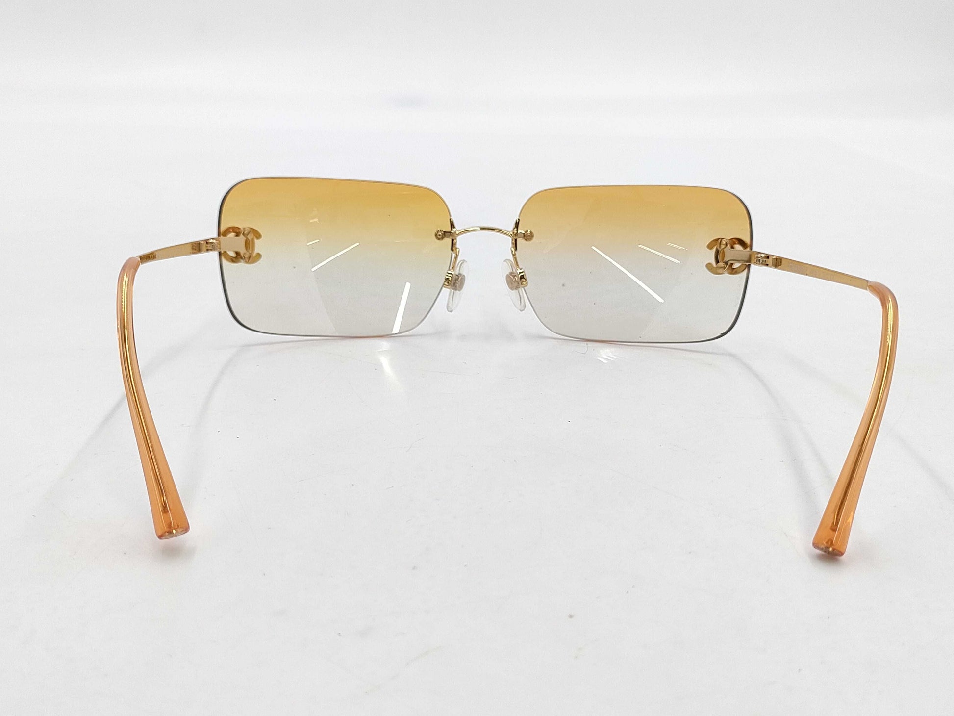 CHANEL Cocomark Rhinestone Sunglasses 4017-D 125/56 62□17 Brown/Gold Sunglasses
