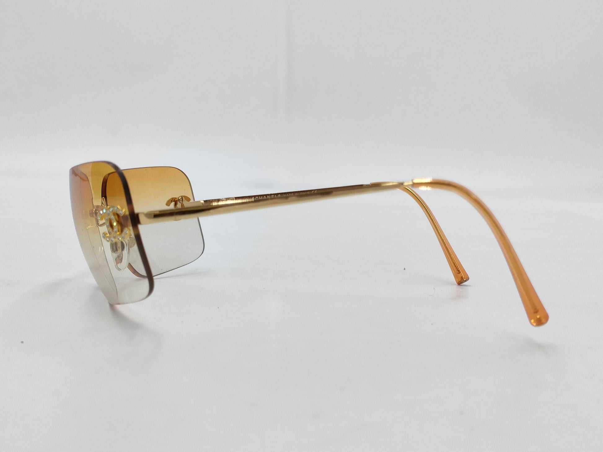 CHANEL Cocomark Rhinestone Sunglasses 4017-D 125/56 62□17 Brown/Gold Sunglasses