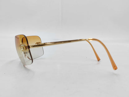 CHANEL Cocomark Rhinestone Sunglasses 4017-D 125/56 62□17 Brown/Gold Sunglasses