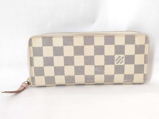 LOUIS VUITTON Damier Azure LV Damieres Portefeuille Clemence Long Wallet N61264 Rose Ballerine Wallet