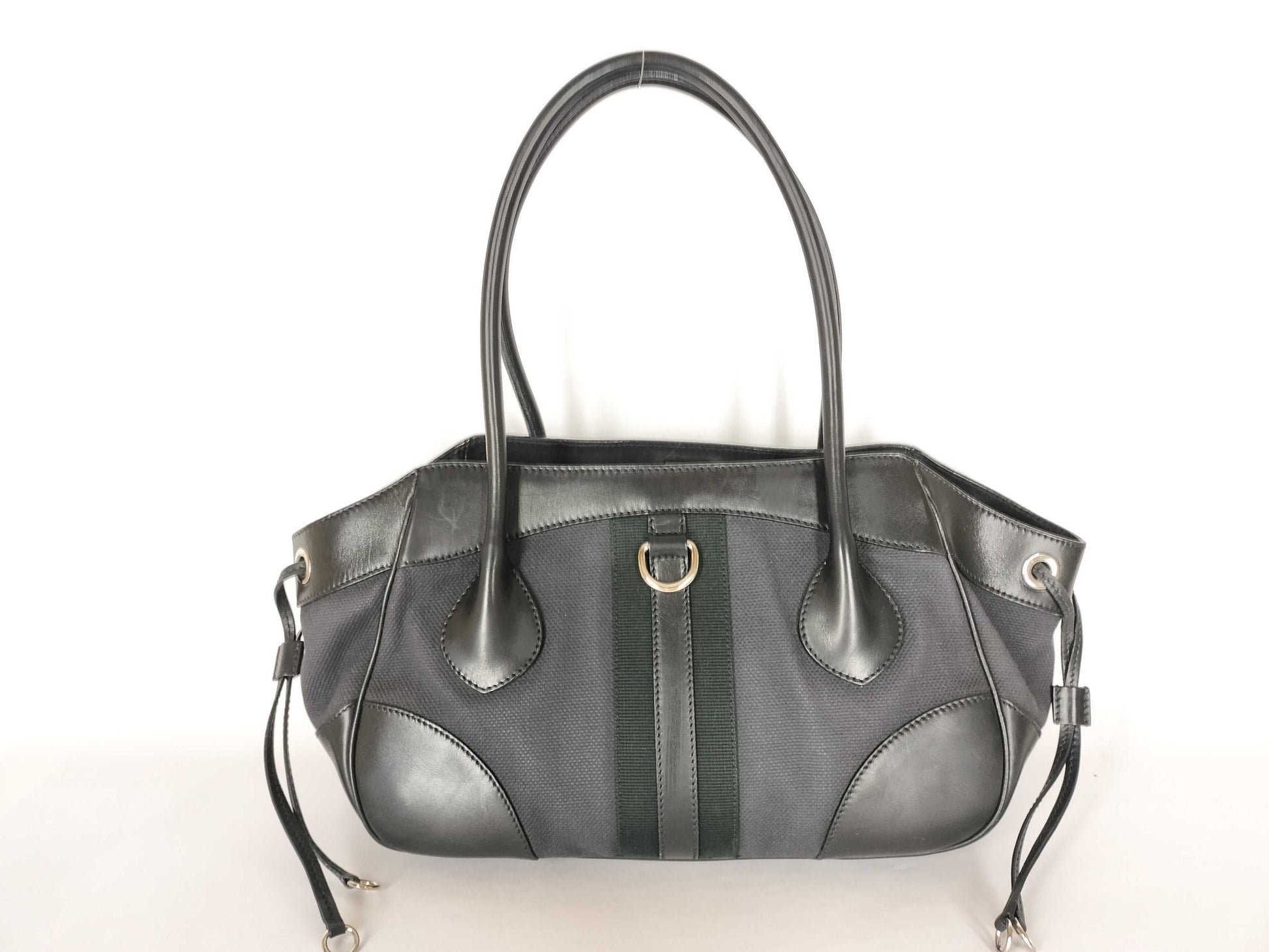 PRADA PRADA Leather Canvas Handbag Black W32cm Handbag