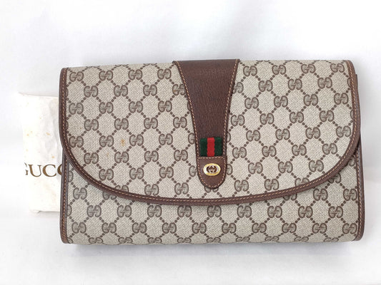 GUCCI GG Supreme GUCCI Sherry Second Bag 156.01.031 Beige/Brown W30cm Clutch Bag