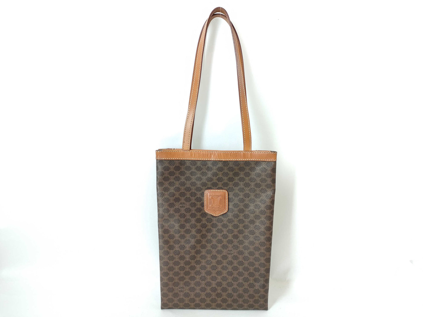 CELINE Macadam Semi Shoulder Bag Brown W20cm Tote Bag