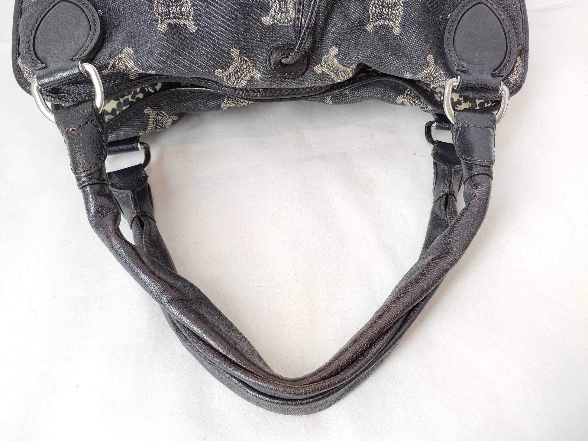 CELINE CELINE Triomphe Denim Handbag Black W36cm Handbag