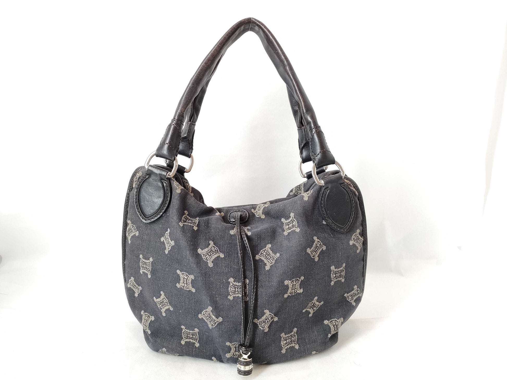 CELINE CELINE Triomphe Denim Handbag Black W36cm Handbag