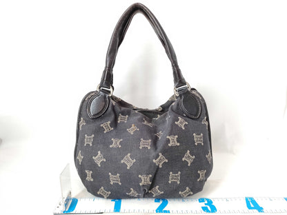 CELINE CELINE Triomphe Denim Handbag Black W36cm Handbag