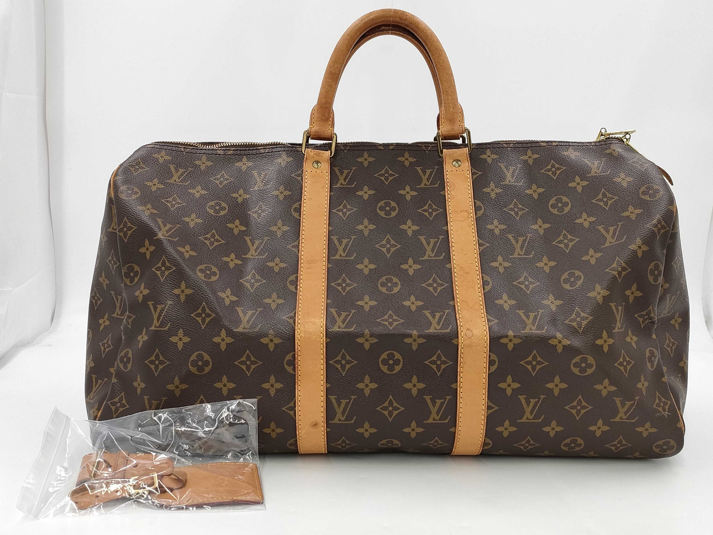 LOUIS VUITTON Monogram Keypol 50 M41426 SP0975 Name Tag Poignier Boston Bag