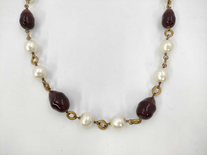 CHANEL Necklace Faux Pearl Necklace