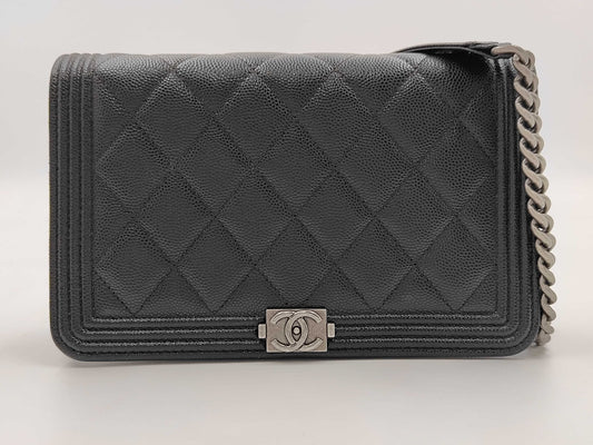 CHANEL Boy Chanel Chain Wallet Black Black Silver Hardware Serial Seal 29215122 Shoulder Bag