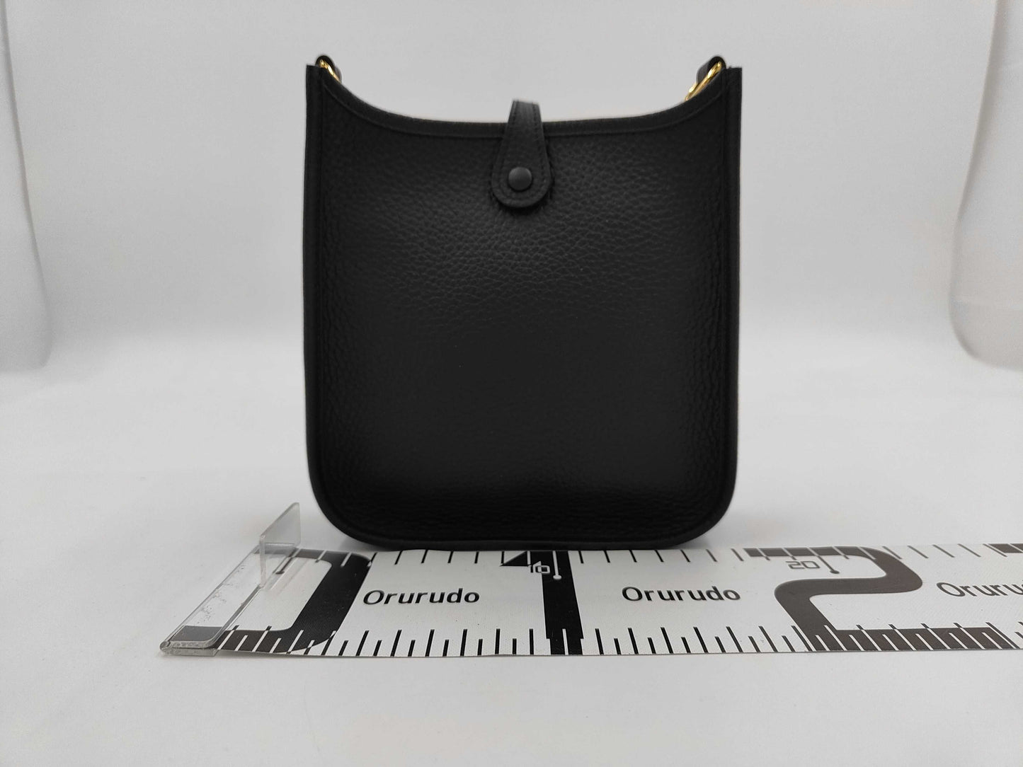 HERMES Mini Evelyn Amazone 16 TPM Black Black Gold Hardware W Engraved Shoulder Bag